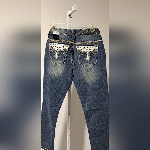 Premier Sz 5/6 Low Rise Skinny 'Bold Pockets*Stitching*Button' Jeans - Picture 12 of 15